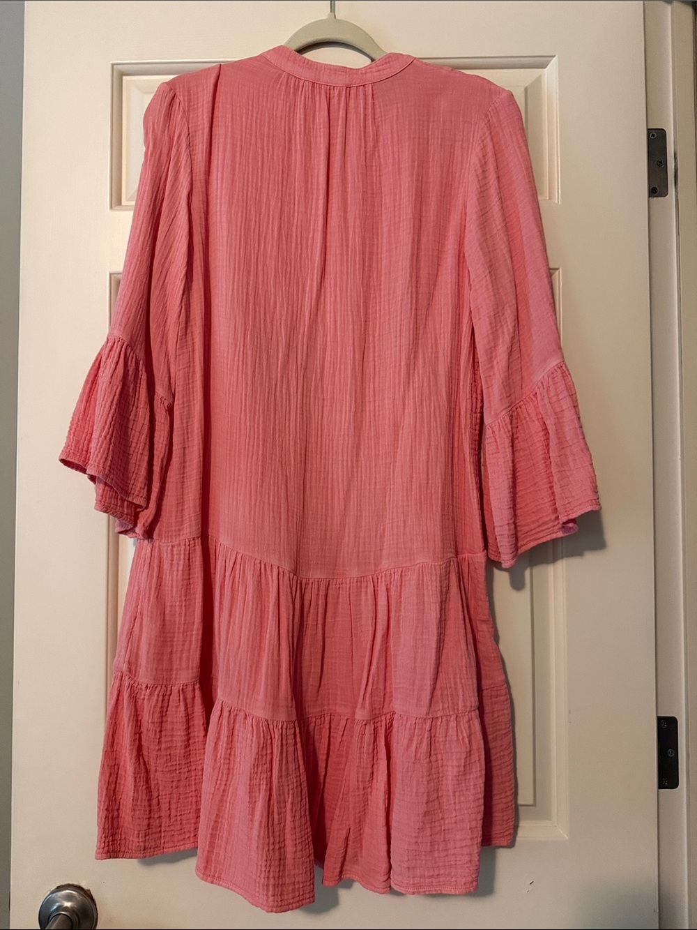 Faherty Dream Cotton Gauze Kasey Dress in a pink coral color - Picture 3 of 3